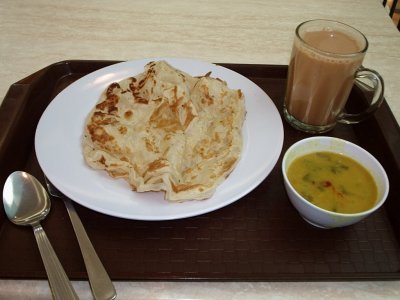 Roti canai, dhal and teh tarik